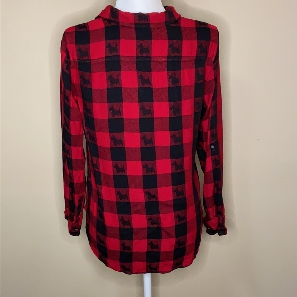Talbots Button Front Scottie Dog Checked Shirt - image 3